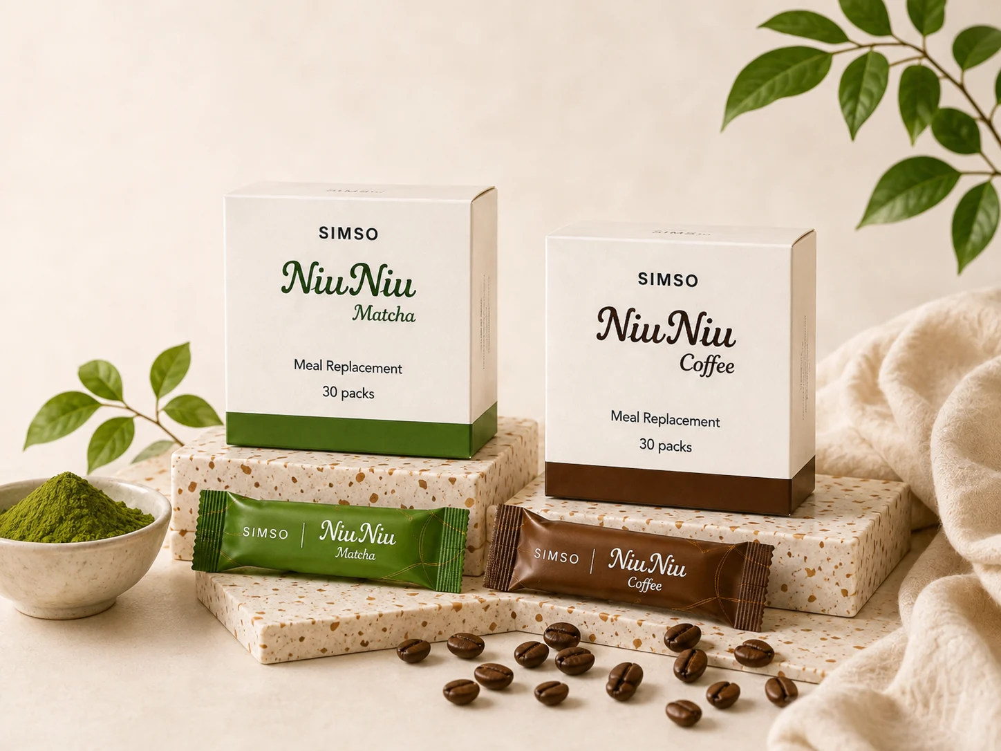 SIMSO NiuNiu Matcha and NiuNiu Coffee