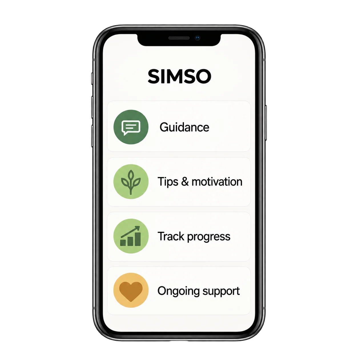 SIMSO coaching app on phone